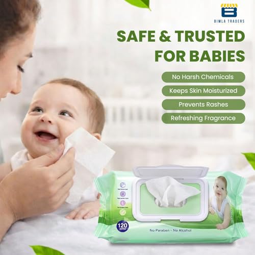 Image of CRAE Soft Natural Baby Wipes | Natural & Gentle Care | Ultra-Soft, Baby-Friendly Wet Wipes for Daily Use 120 Piece Pack (Pack of - 3)