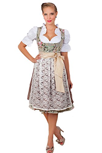 Edles Midi Dirndl 2-tlg. Blumen exclusive inkl. Spitzen Schürze Gr. 32-52,...