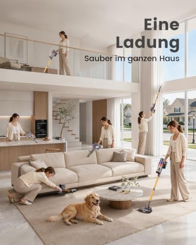 Akku Staubsauger Kabellos 650W 55KPa, 75Min Laufzeit, Selbststehend Akkustaubsauger… – Ansicht 4