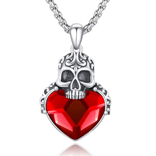 Collier tête de mort argent 925 et cristal de haute qualité pour femme