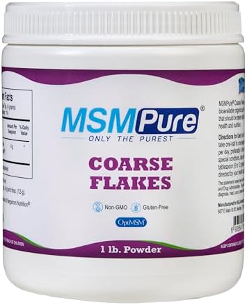 KALA HEALTH MSMPure Coarse MSM Powder Flakes – US-Made MSM for Joint Health, Skin Appearance, and Hair & Nail Support – 1 lb, Organic Sulfur