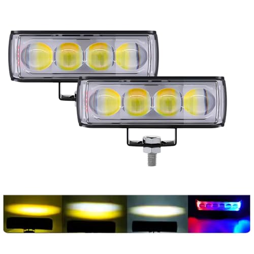 Image of 4 LED Lens Fog Flashing Light for Bike and Motorcycle ? Auxiliary Spot Lights White /Amber Projector Light for All Motorbikes, Cars, Scooty, Electric Vehicles (45W Pack of 2)