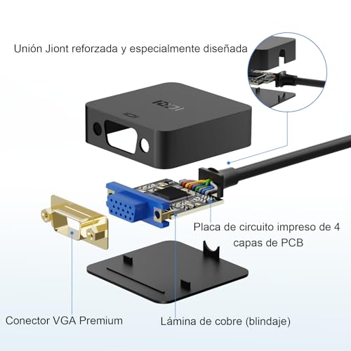 Miniatura 6 de ICZI Adaptador HDMI a VGA,Convertidor HDMI a VGA 1080P para Cable de Carga para PC, Portátiles, HDTV, Proyectores, y Otros Dispositivos HDMI