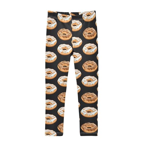 Cute Donut Sweet Food Girls Leggings Ultra Soft Compression Yoga Gym Pants for Kids 4-10T