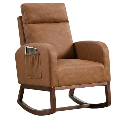 Salutmeuble Fauteuil d'allaitement pour Chambre d'enfant, Fauteuil à Bascule en Cuir PU avec...