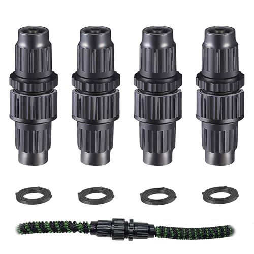 ECODESEO Expandable Garden Hose Repair Kit, Male and Female Hose End Repair Connector/Fittings, Plastic Flex Hose Repair Kit, 4 Pack
