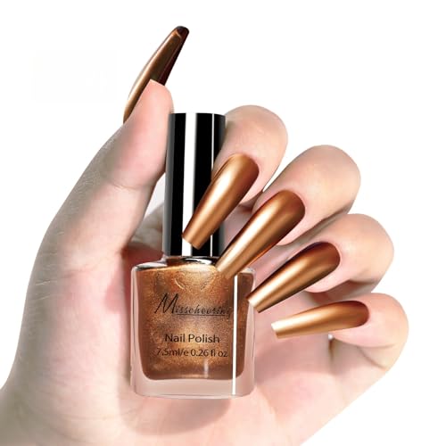 IMGDD Bronze Gold Metallic Mirror Bronze Gold Nail Polish Chrome Effect Metal Long-Lasting Quick Dry Nail Lacquers Shiny Nail art DIY Manicure (03 7.5ml)