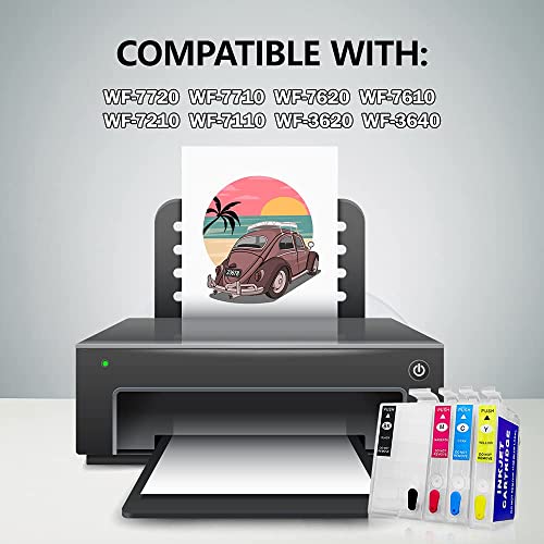 Quthzzhy Sublimation Ink Cartridges, Empty Refillable Ink Cartridges Compatible With Wf-7720 Wf-7710 Wf-7620 Wf-7610 Wf-7210 Wf-7110 Wf-3620 Wf-3640 Printer, 4 Pack (Black Yellow Cyan Magenta) #TOP1