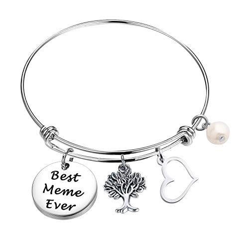 MAOFAED Meme Gift Bracelet Gift for Meme Best Meme Ever Grandma Expandable Wire Bangle Bracelet Grandma Gift