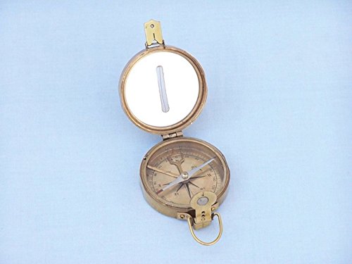 Brújula clinómetro náutica Hampton Nautical con caja de madera 4" miniatura 4