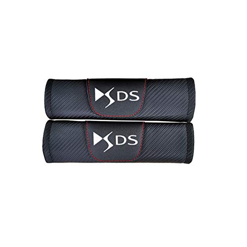 LLCWER 2 Pcs en Fiber De Carbone en Cuir De Voiture SièGe Couverture De Ceinture Auto Ceinture De SéCurité ÉPaule Pad Car Styling Accessoires De Voiture pour Citroen DS DS4 DS4S DS5 DS6 DS7 DS5LS DS3 Cover