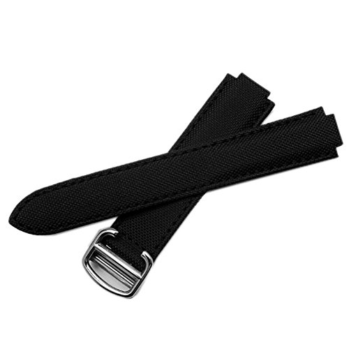 Canvas & Leather Watch Band Strap Replacement With18mm /20mm Fits for Cartier Ballon Bleu(Buckle) (20mm, Stainless Buckle)