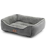 Sunquinn 猫 犬 ベッド 猫ベッド 冬 ふわふわ 犬用 ペットベッド 吸湿発熱 保温 洗える 滑り止め クッション 暖かい 寒さ対策 丸洗いOK スクエア型（外寸50Lx40Wx14Hcm グレー）
