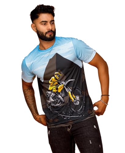 Image of WANDERLOOMS Men Tshirt Front & Back Graphic Printed Full Print Tshirt for Men Round Neck Half Sleeve T-Shirt