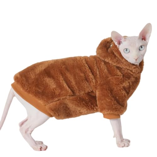 Sphynx Cat Sweater Warm Thickened Knitted Stratch Hairless Cat Clothes Cat Vest for Devon,Cornish,Peter Bald, Small Kitten (X-Large)