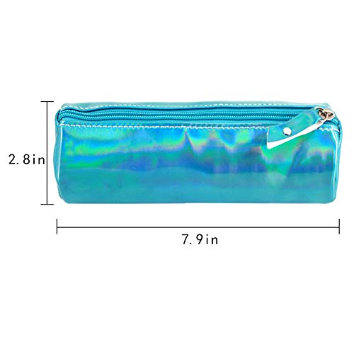 Image of Aisa Pencil Case Holographic Zipper Pen Bags Cosmetics Bags Color Blue