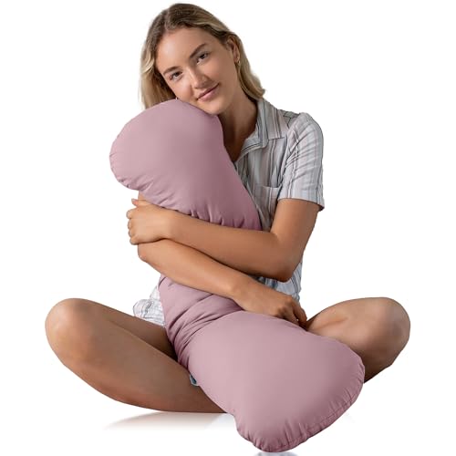 SleepCloud Weighted Body Pillow 6.5lbs - Weighted Pillow for Deeper Sleep (41 x 10) - Cooling Body Pillows for Adults Full Body Pillow for Adults Side Sleeper Body Pillows with Cover (Blossom)