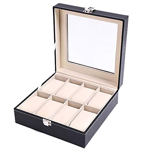 Bhavyam wrist watch storage box case stand for men women,watch display box for shop counter,travel jewellery earrings watch organizer box for home wardrobe(1 pcs) (8 slot)