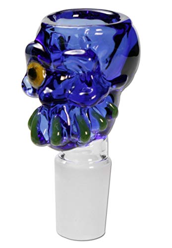 Bong-discount - Accesorio para bong: cabezal de pipa de agua, cabezal de cristal, cabeza de ranura, 75 x 42 mm, NS 19 (18,8 mm), color azul Cover