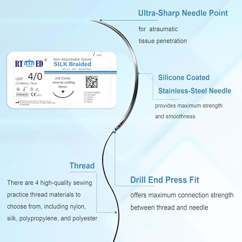Image of Suture Practice Kit with Needle Plus Tools for Medical Student Training (12 Mixed Thread)