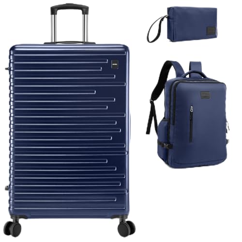 Image of Hoteel Luggage Sets 3 Piece, 4-Year Warranty, Carry-On Luggage with Dual-Spinner Wheels, PC+ABS Hardside Suitcase Set with TSA Lock, Durable Carry On Suitcase,Beige(20IN /DB /TB)
