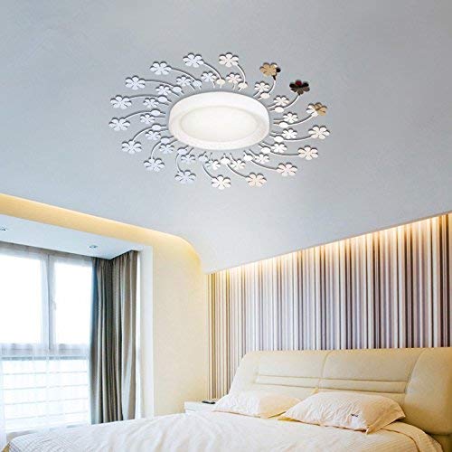 Pegatinas de pared de acrílico 3D, diseño de flor pequeña, pegatina de espejo para lámpara de techo, diseño de espejo, plata, pequeño