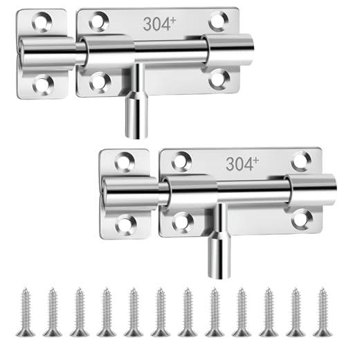 Loquet Porte Inox 304 2Pcs Serrure Verrouillage Fermeture Sécurisée à Installation Facile pour Porte Garage Portail Sécurisé avec Système d'Insertion Verrouillée Résistant à la Rouille