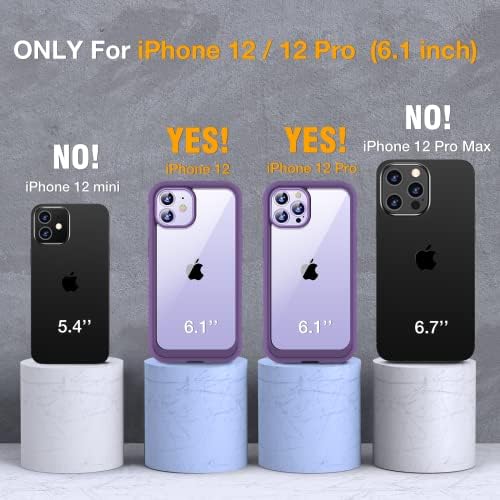 Image of Miracase Glass Series for iPhone 12 /12 Pro Case 6.1 inch, Upgraded Full-Body Rugged Phone Bumper Case Cover with Built-in 9H Tempered Glass Screen Protector and Camera Protector, Purple