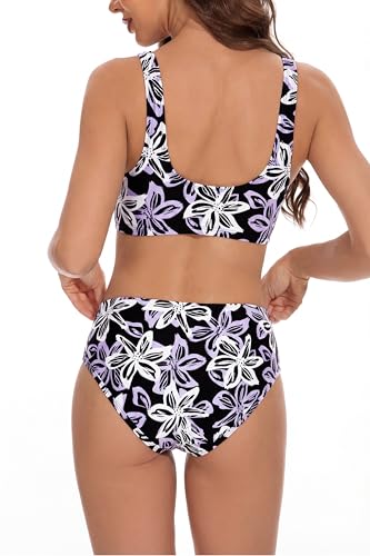 Image of Beautikini Period Swimwear Two Piece Menstrual Leakproof Sporty Bikini Sets Bathing Suit Period Swimsuit for Teen Girls