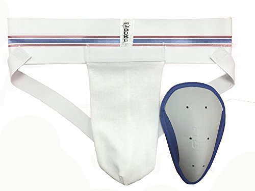 Duke athletic youth supporter with 2n1 cup, white, large