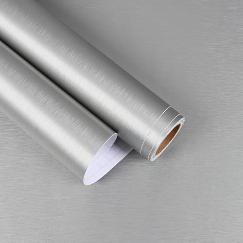 Light Grey Brushed Stainless Steel Contact Paper for Appliances R...