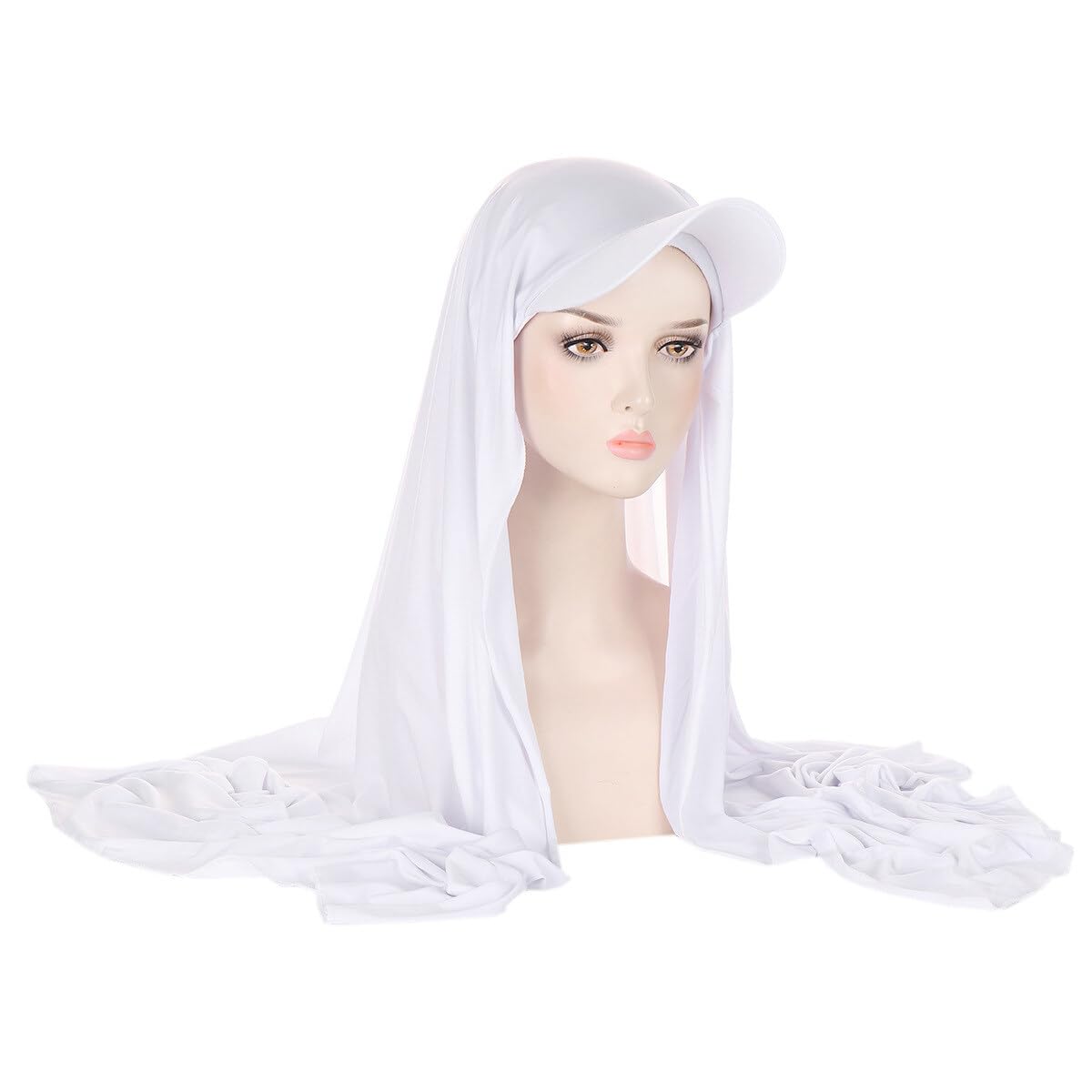 Asudaro Hijab Musulmán, 58 cm para mujer, Hijab, Stretch Hijab Headwrap Gorra de béisbol y bufanda para niñas 2 en 1 bufanda envoltura cabeza cubierta turbante sombrero, hijab mujer musulmana