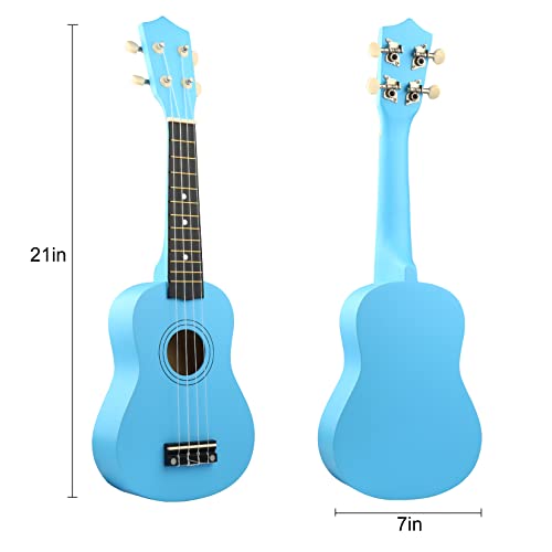 Image of LXS Soprano Ukulele Ukulele for Beginners - 21 inch Small Guitar Ukulele with Gig Bag, Standby String, Picks and Primary Tutorial (Blue)