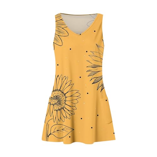 Image of Summer Dresses for Women 2026 Casual V Neck Sleeveless Sundresses Boho Beach Tank Dresses with Pockets