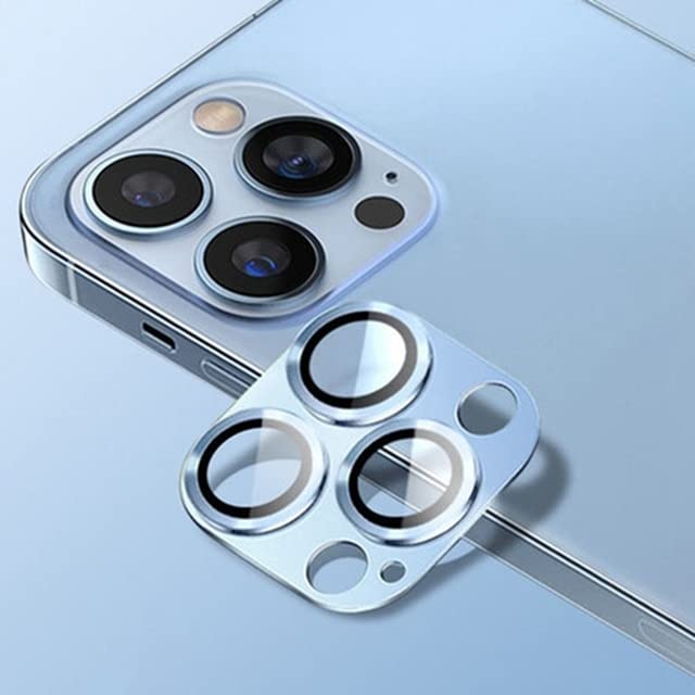 Image of Camera Lens Protector for iPhone 14 Pro /iPhone 14 Pro Max, Alloy Metal Camera Cover with Tempered Glass Screen Protector,Case Friendly,Scratch Resistant (BLUE)