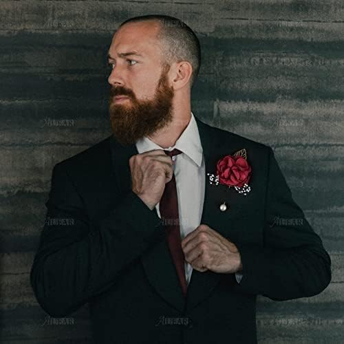 AUEAR, Rose Bridal Burgundy Red Wrist Corsage and Boutonniere Set Bridesmaid Hand Flower for Wedding - Image 9