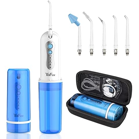 YaFex Water Dental Flosser Cordless for Teeth: Portable Oral Irrigator Rechargeable Collapsible Travel Teeth Cleaner with Case, 4 Modes with DIY, 5 Jet Tips, IPX7 Waterproof for Teeth Cleaning Cover