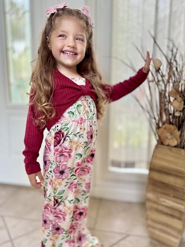 Image of HIHA Girls Sleeveless Jumpsuits Outfit Long Sleeve Twist Front Tops Romper Clothes Set Size 4-12