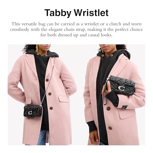 Coach Quilted Pillow Leather Tabby Wristlet with Chain, Crystal2