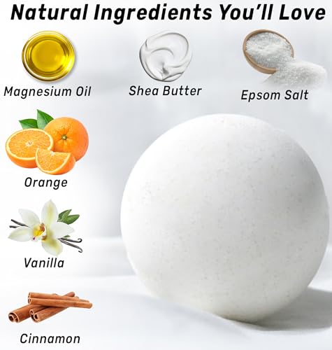 Magnesium Bath Bombs - Post Workout Recovery Sore Muscles Tension - Epsom Salt - Luxury Bubble Bath Spa - Essential Oil Infused Bath Bombs Vanilla Cinnamon Orange Perfect Stocking Stuffers Gift - Image 4