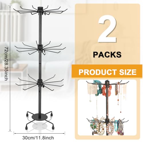 Yaocom 2 Pcs Spinning Jewelry Display Stand 3 Tier Rotating Keychain Earring Retail Display Rack Adjustable Fashion Counter Jewelry Tree Display Holder Organizer For Women Men Valentine'S Day thumb #1