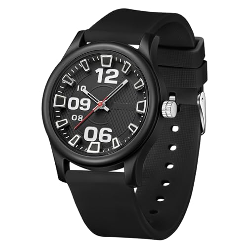 findtime Ladies Watches UK Waterproof Watches for Women Womens Analog Watch Sports Watch with Soft Silicone Strap Girls Watches for Teenager, Whole Black