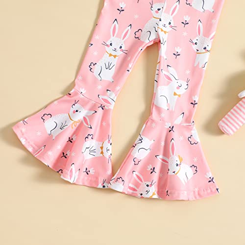 Easter Outfits For Toddler Girls Bell Bottom One Piece Romper Baby Cute Bunny Floral Summer Onesies Jumpsuit(Pink-2,4-5T) #TOP5