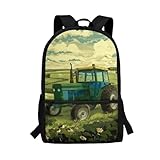 CLOHOMIN Mochila infantil para escola para meninas e meninos, bolsa de livros para crianças com bolsos laterais de malha, Trator