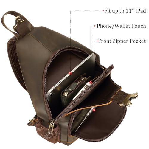 Polare Full Grain Cowhide Anti Theft Chest Shoulder Bag Vintage Sling Crossbody Casual Daypack for Daily Travel Hiking Outdoor Sports4