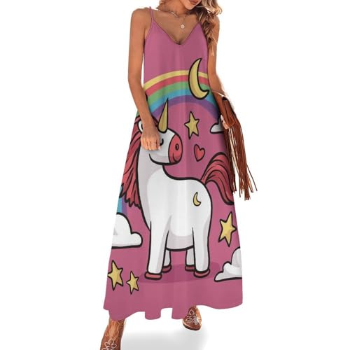 Robe longue licorne étoiles lune femme robe maxi plage été