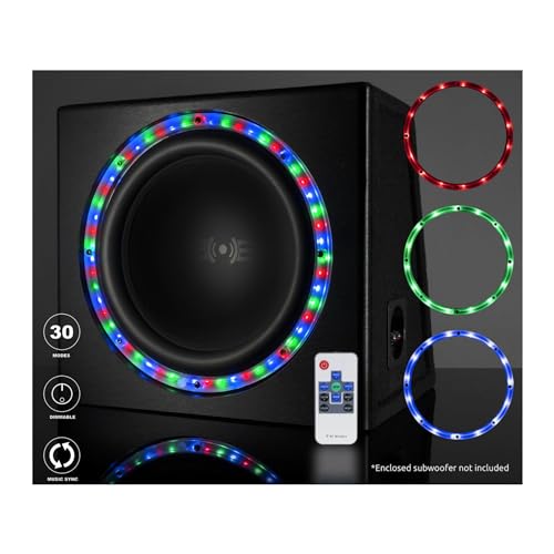 BELVA ユニバーサル 12インチ RGB LED サブウーファーライトリング リモコン付き