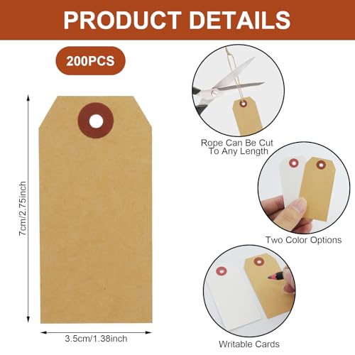 200 Stück 7 x 3,5cm Preisschilder in 2 Farben(Gelb und Weiß) Flohmarkt Etiketten, Geschenkanhänger Markierungsschildern für Kleidung Schmuck Display