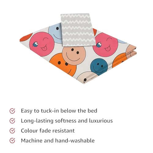 Image of IVAZA Ezyption Cotton Soft and Warm Mix N Match Bedsheet Set for Single Size Bed Soft Durable bedsheet with1 Pillow Cover Smilee Emoji