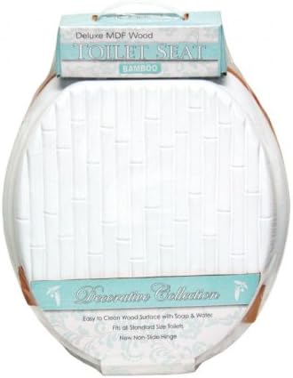 Bamboo Wood White Bathroom Toilet Seat Standard Size